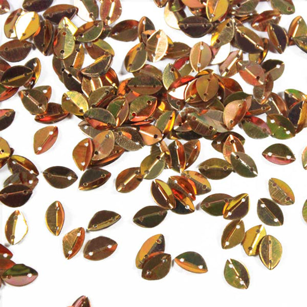 EMBSQ4953 (6x9MM Folded Leaf Shape Copper Gold and Yellow Gold Color Sequins)