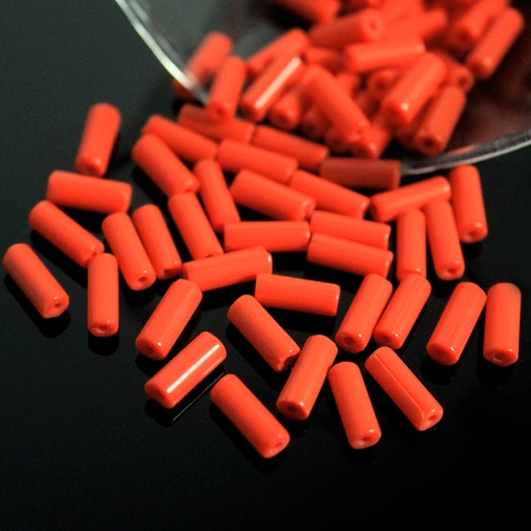 Dark Orange Color Tube Shape Ceramic Beads