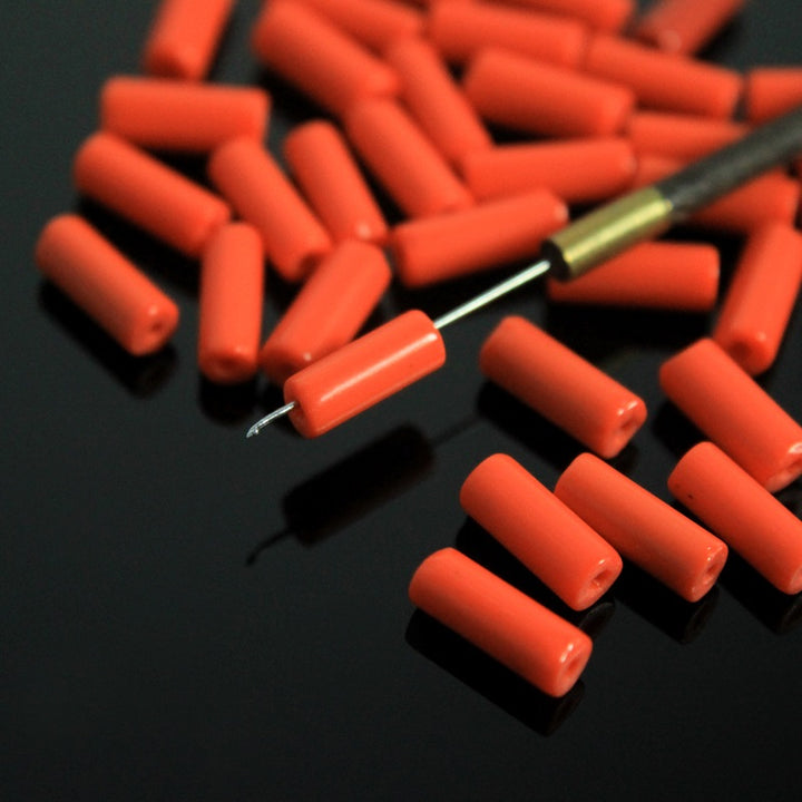 Dark Orange Color Tube Shape Ceramic Beads