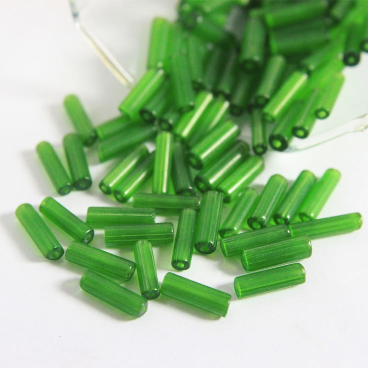 Dark Green Color Tube Shape Ceramic Beads