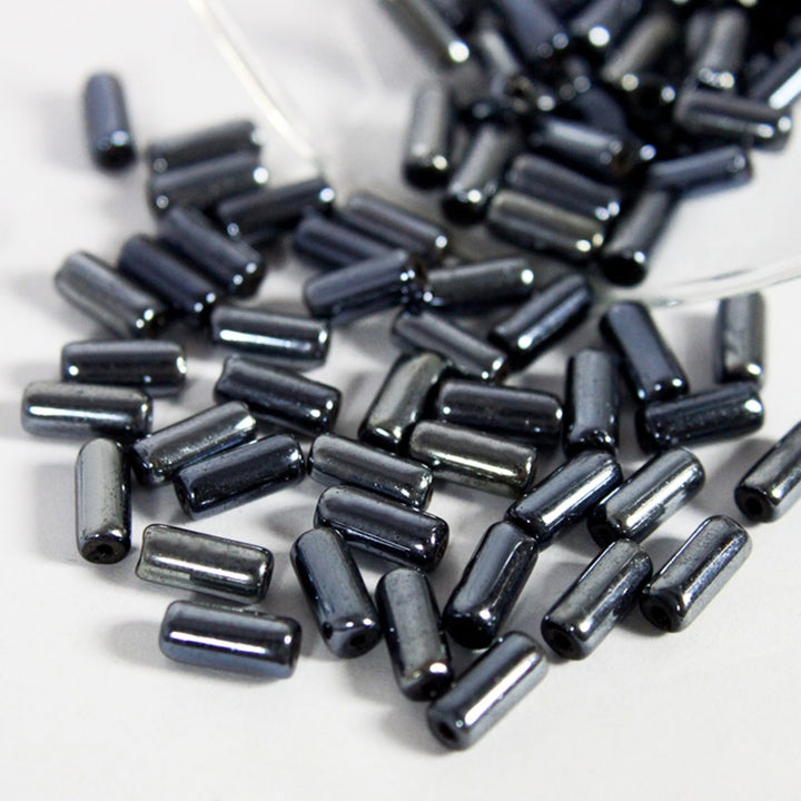 Gunmetal Color Tube Shape Ceramic Beads