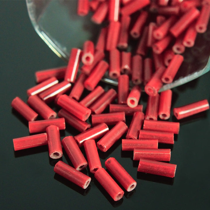 Red Color Tube Shape Ceramic Beads