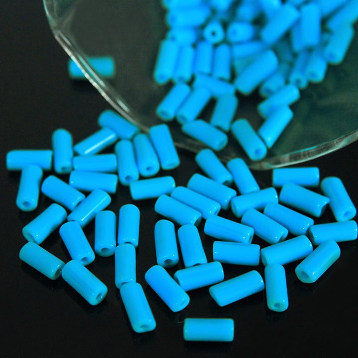 Sky Blue Color Tube Shape Ceramic Beads