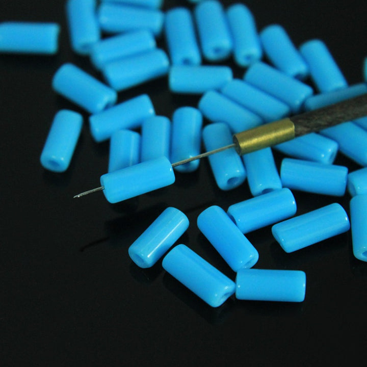 Sky Blue Color Tube Shape Ceramic Beads