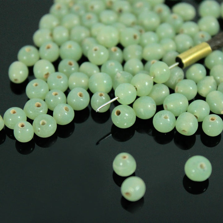 Light Sage Green Color Round Shape Ceramic Beads