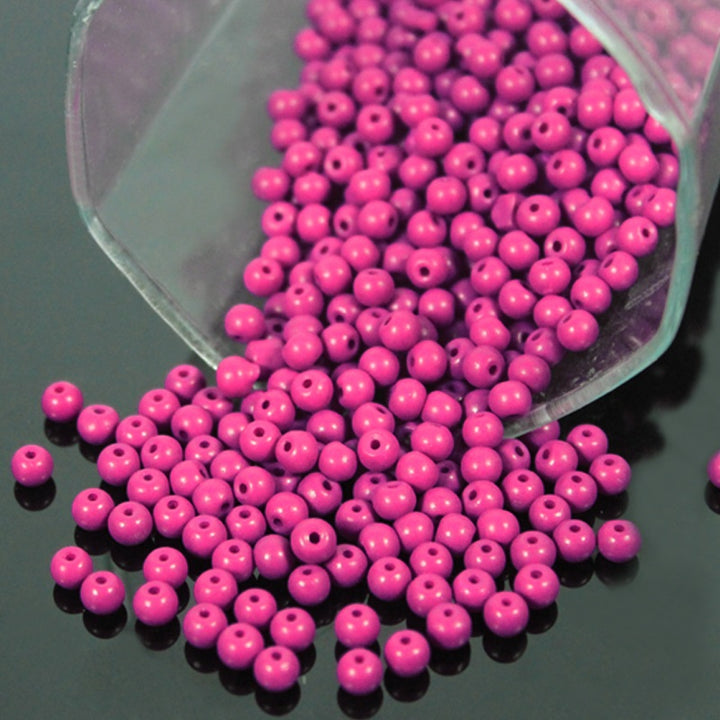 Deep Magenta Color Round Shape Ceramic Beads