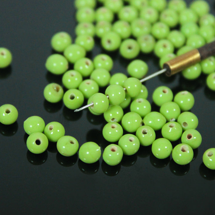 Light Green Color Round Shape Ceramic Beads