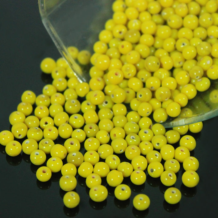 Lemon Yellow Color Round Shape Ceramic Beads