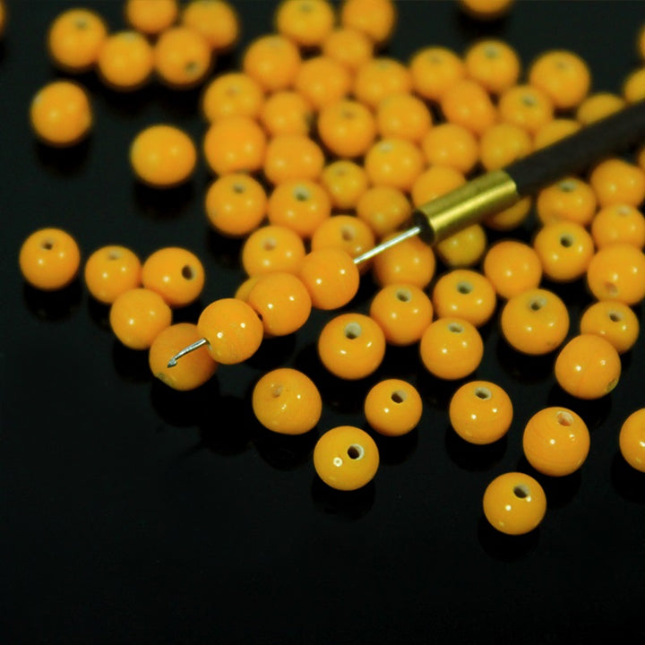 Yellow Color Round Shape Ceramic Beads