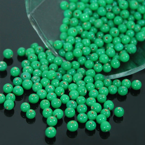 Fern Green Color Round Shape Ceramic Beads