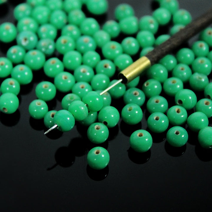 Fern Green Color Round Shape Ceramic Beads