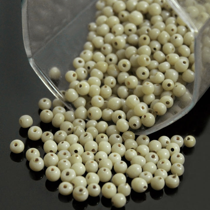 Cream Color Round Shape Ceramic Beads