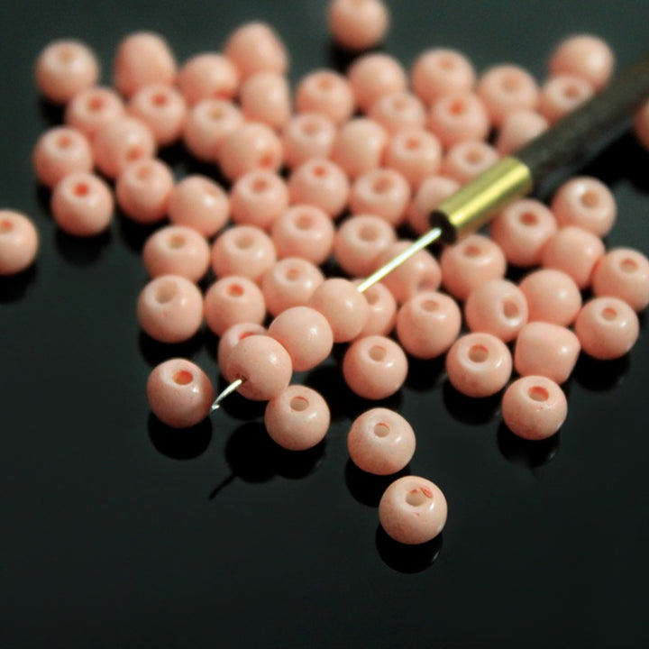 Light Peach Color Round Shape Ceramic Beads