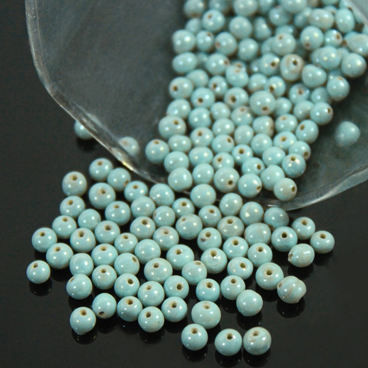 Pale Turquoise Color Round Shape Ceramic Beads