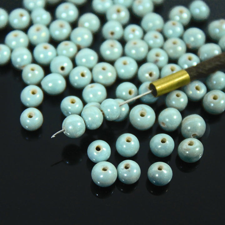 Pale Turquoise Color Round Shape Ceramic Beads