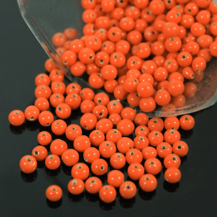 Orange Color Round Shape Ceramic Beads