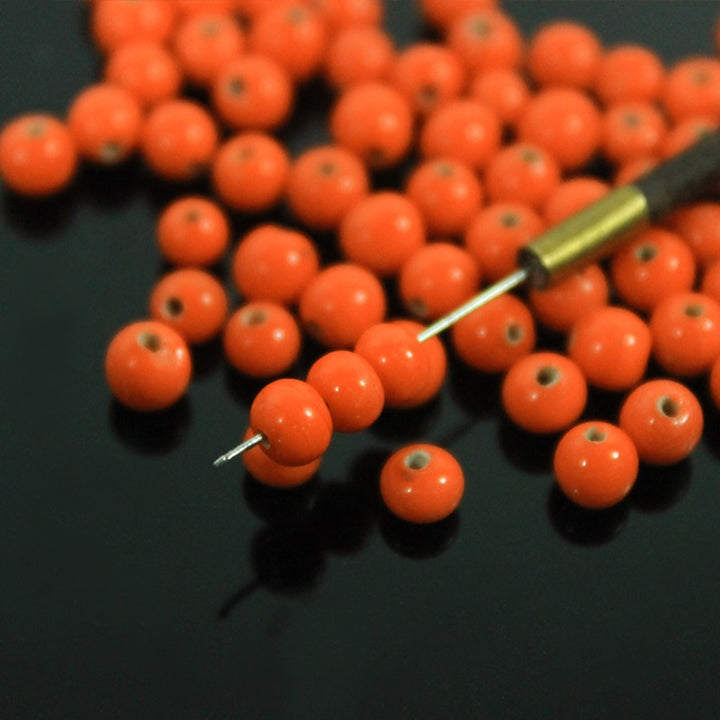 Orange Color Round Shape Ceramic Beads