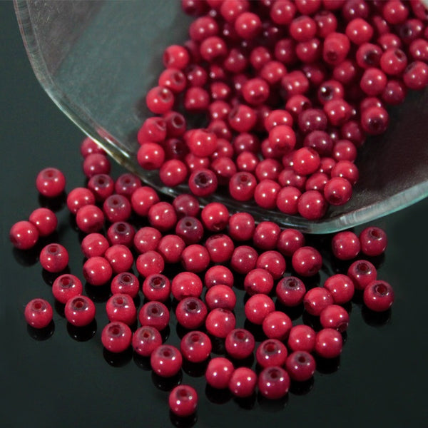 Cranberry Red Color Round Shape Ceramic Beads