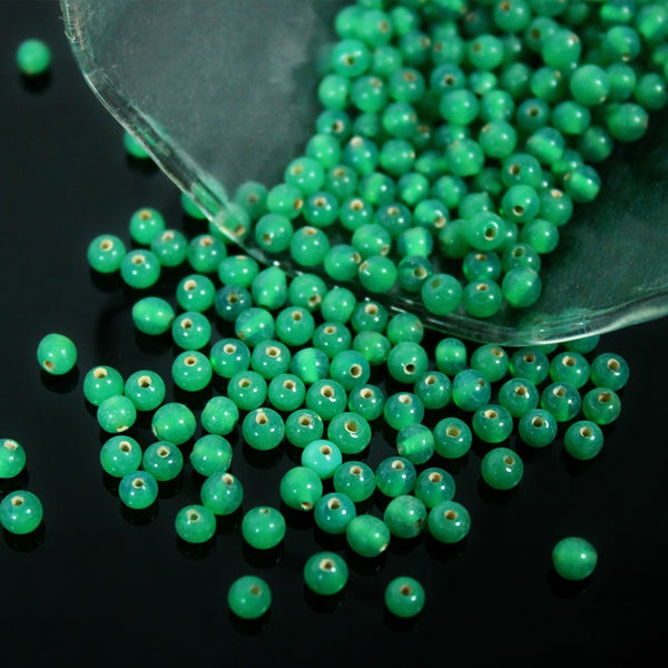 Green Color Round Shape Ceramic Beads