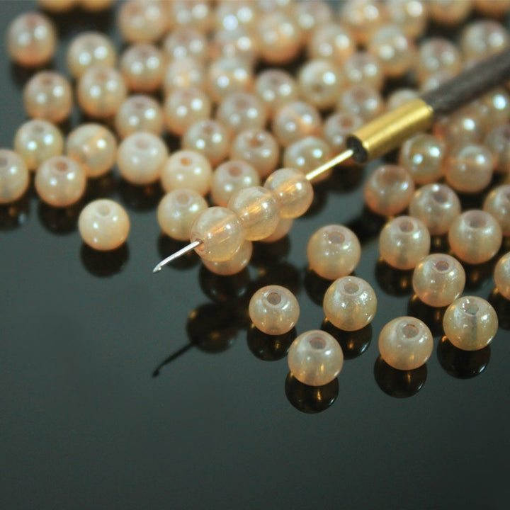 Apricot Color Round Shape Ceramic Beads