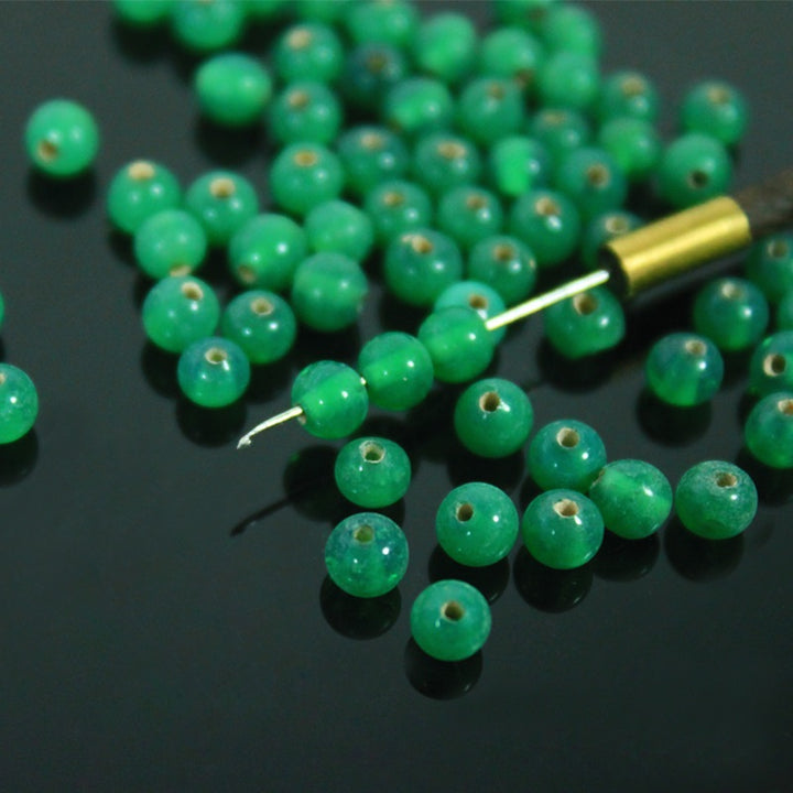 Green Color Round Shape Ceramic Beads