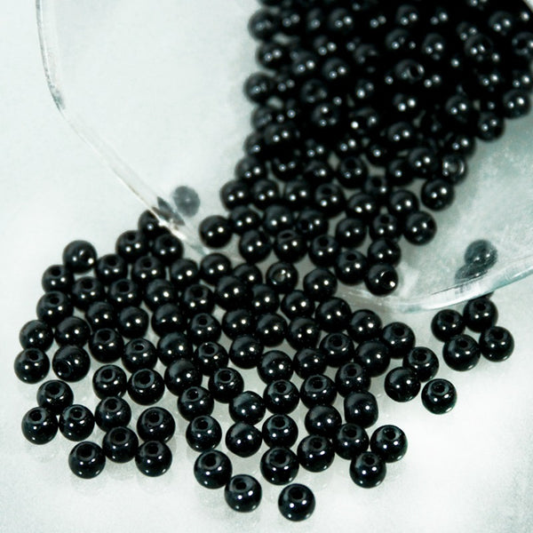 Black Color Round Shape Ceramic Beads