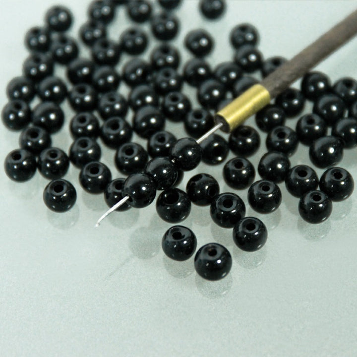 Black Color Round Shape Ceramic Beads