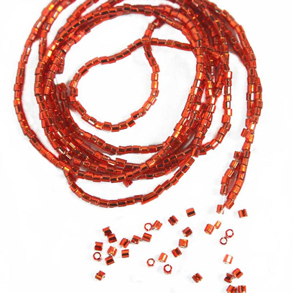 MGB Red-Orange Color 2Cut Beads Strings