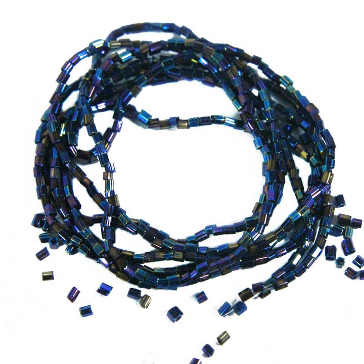 Peacock Blue Color 2Cut Beads Strings