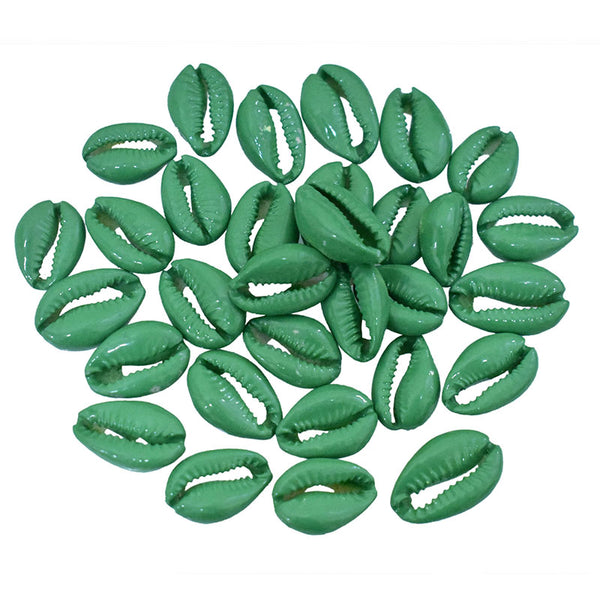 Cowrie Shell Beads in Green Color