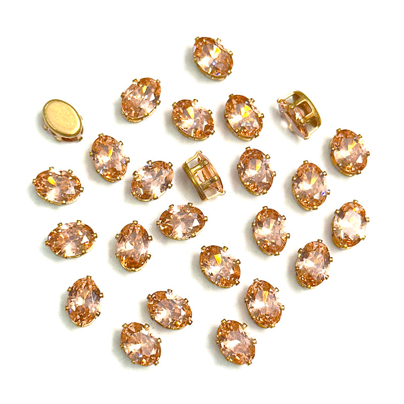 Shop Light Gold Oval Shape Crystal Rhinestones with Golden Claw ...