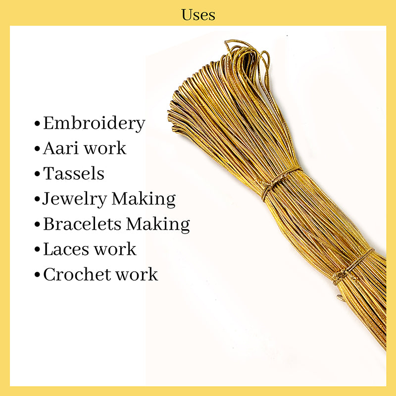 Buy 1MM Gold Elastic Badla Threads for Jewelry & Embroidery ...