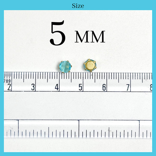 Sky Blue Crystal Rhinestones in Golden Metal Back Crown Prong Setting Claw  for Craft, Jewellery Making, earrings, Embroidery, Fabric etc (Round Shape, 5MM, 50 Pieces)