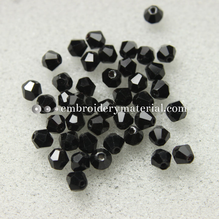 Jet black faceted bicone crystals