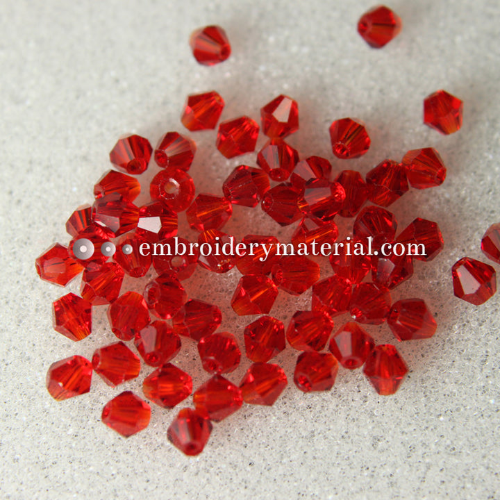 Light siam faceted bicone crystals