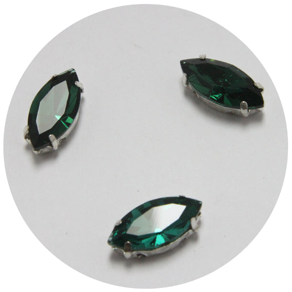 Emerald Green Crystal with Silver Color Holder