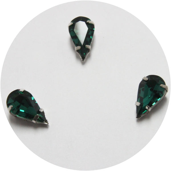 Emerald Green Crystal with Silver Color Holder