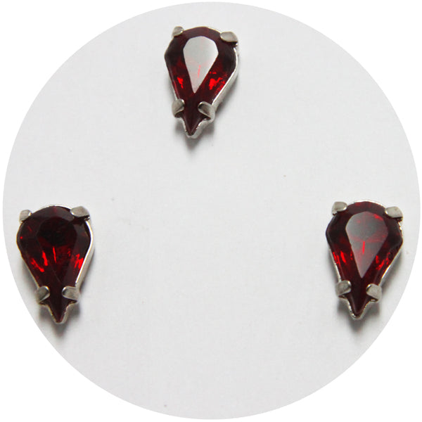 Ruby Red Color Crystal with Silver Color Holder