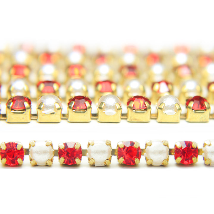 3mm red rhinestone cup chain