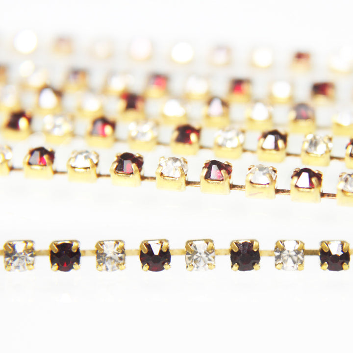2mm ruby red crystal cup chain
