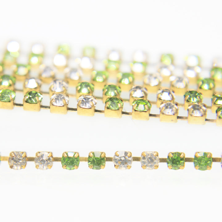 2mm green crystal cup chain