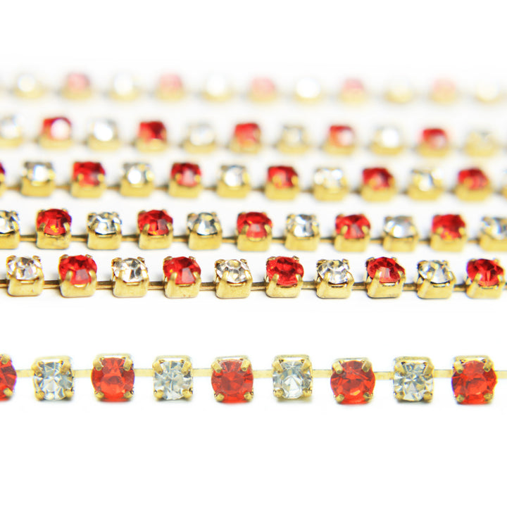 2mm red crystal cup chain