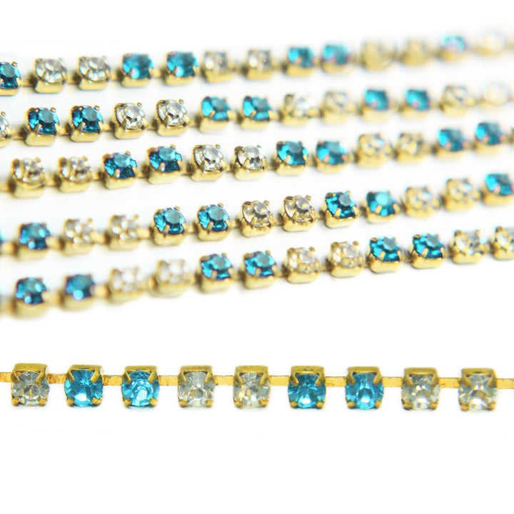 2mm sky blue crystal cup chain