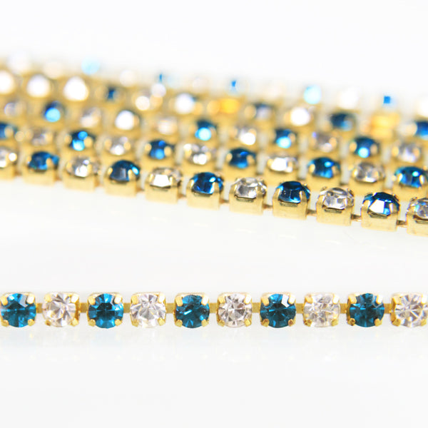 EMB1160 (Single Crystal repeated in Enamel Blue & Silver Colour Cup Chain)