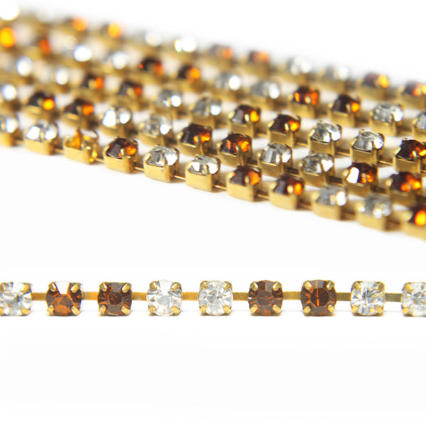 EMB1168 (Twin Crystals repeated in Harvest Gold & Silver Colour Cup Chain)