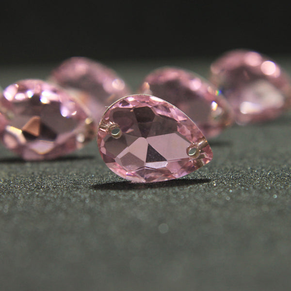 13*18mm tear drop shape pink color crystals