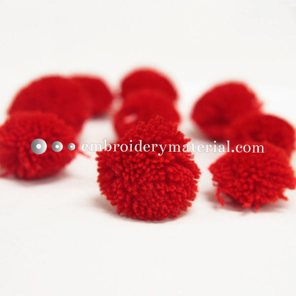 pom poms in red colour