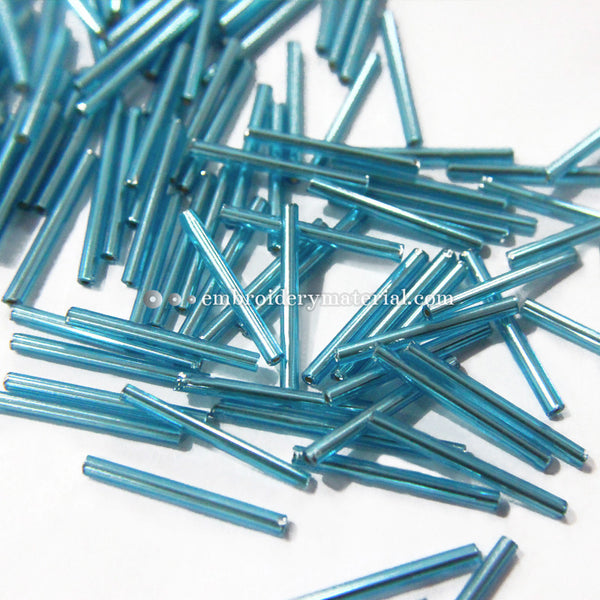 1 inch blue colour bugle beads