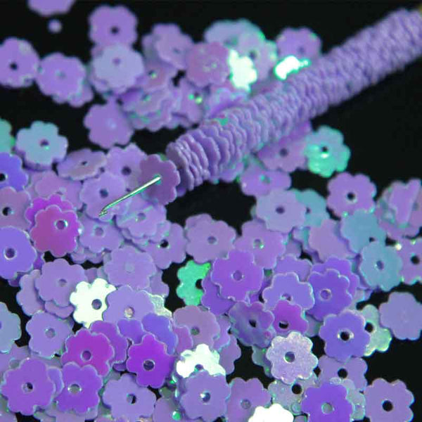 EMB4339 (Flower Shape Centre Hole Lilac Snow Color Sequins)