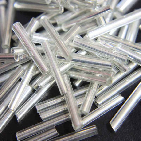 Silver Colour Long Bugle Beads/Nalki